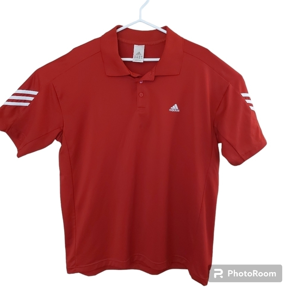 🍄3/50$🍄 ADIDAS golf tennis red men's polo short sleeve shirt Size XL